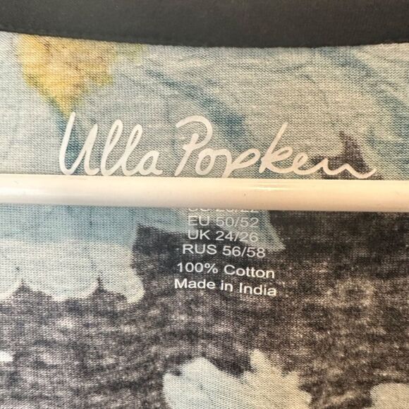Ulla Popken Black Blue Yellow Floral Casual Blouse - Size 20/22 - EUC - Picture 3 of 6